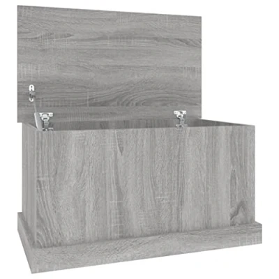 Image of vidaXL Engineered Wood Storage Box Grey Sonoma, 70x40x38 cm; Multi Purpose Box/Table with Practical Lid