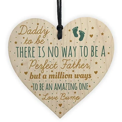 Image of RED OCEAN Daddy Dad To Be Present From Bump Baby Shower Wooden Heart Plaque Decoration Gift Keepsake