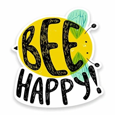 Image of 2 x 15cm/150mm Bee Happy Window Cling Sticker Car Van Campervan Glass #9648
