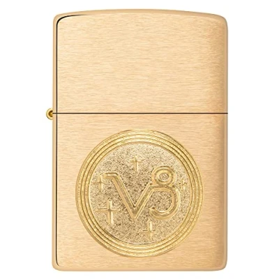 Image of Zippo Windproof Lighter Virgo Emblem Brushed Brass Finish Refillable for Lifetime Use Adjustable Flame Gift Box Metal Construction Made in USA