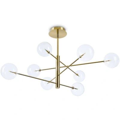Image of EQUINOXE 8 Light Multi Arm Semi Flush Ceiling Lamp Brass