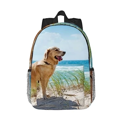 Image of AABSTBFM Golden Retriever School Backpack Lightweight College Rucksack 15 Inch Laptop Bags Classic Travel Daypack For Girls Boys