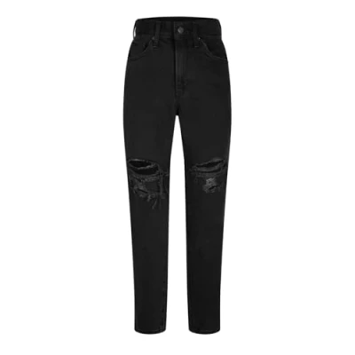 Image of Levi&#039;s Women&#039;s High Waisted Mom Jean, Black Destructed, 25W / 29L