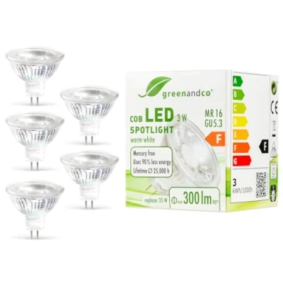 Image of greenandco® MR16/GU5.3 LED spot light, GU5.3, 3.00 wattsW, 12.00 voltsV