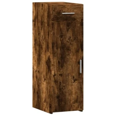 Image of vidaXL Sideboard Smoked Oak Cupboard 30x42.5x93 cm Engineered Wood Cabinet with Drawer for Living Room, Bedroom, and Hallway