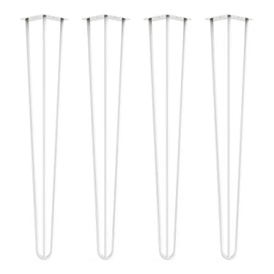 Image of 4 x Hairpin Legs from DT IRONCRAFT 71cm 3 Rod / 10mm, Ivory White Colour with Floor Protector Feet &amp; Screws Standard Desk, Dining Table