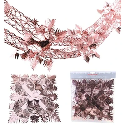 Image of Christmas Concepts® 9ft x 1ft Large Square Foil Garland Festive Hanging Decoration Trimming (Rose Gold)