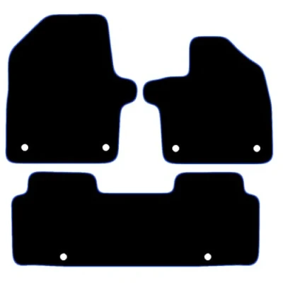 Image of Carsio Carpet Car Mats For Kia EV6 2021+ Onwards Tailored Fit Floor Mat Set Complete Accessory Black Custom Fitted All Weather, Anti Slip Backing &amp; Blue Trim