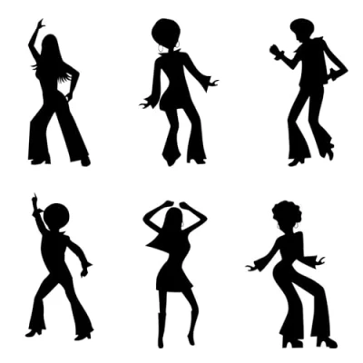 Image of Disco dancers sillouette Edible Icing 3&quot; high x 6
