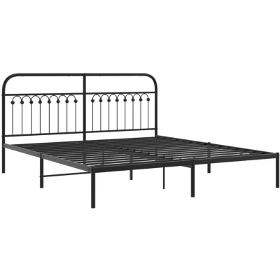 Image of vidaXL Metal Bed Frame without Mattress with Headboard Black 183x203cm