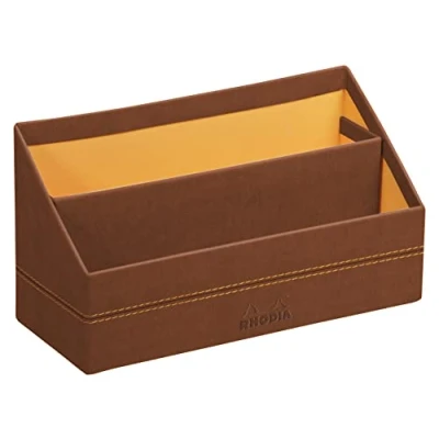 Image of RHODIA 194600C Copper Mail Holder 25x10x31 cm Orange Saddle Stitching Faux Leather Exterior Home Office Collection Rhodiarama Organization &amp; Designer Storage