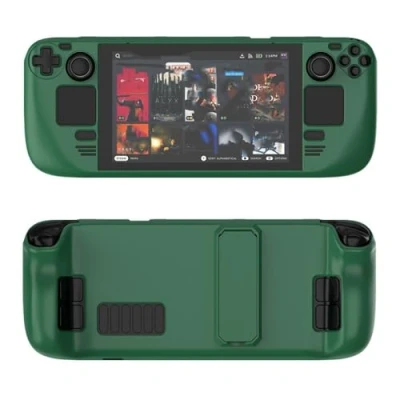 Image of Colorful Protective Case Suitable for Steam deck PC Material Full Cover with Stand Skin friendly Feel Game Console Accessories (green)