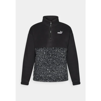 Image of Puma Graphic Animal Relaxed HALF ZIP CREW Fleece jumper, Women&#039;s, Size: XXS, Black