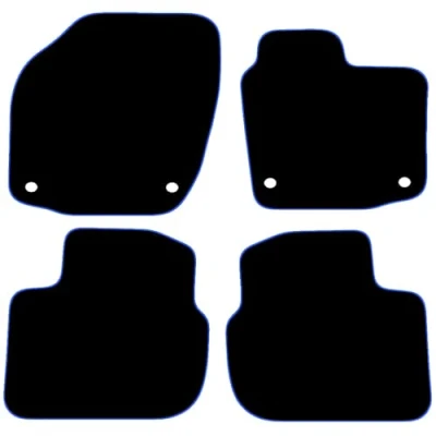 Image of Carsio Carpet Car Mats For Seat Toledo 2012 Onwards 4 Piece Set Tailored Fit Floor Mat Complete Accessory Black Custom Fitted All Weather, Anti Slip Backing &amp; Blue Trim