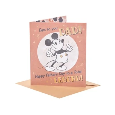Image of UK Greetings Disney Father&#039;s Day Card for Dad Dad, Grandad, Husband Him, Boys, Men Classic Mickey Mouse Design With Envelope 159x184 mm