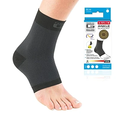 Image of Neo G Ankle Support Running, Sports, Daily Wear Brace, Achilles Tendonitis Support, Sprained Supports for Weak Ankles and Joint Pain Compression Airflow XL Black