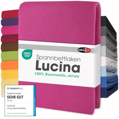 Image of CelinaTex Lucina Fitted Sheet Cotton 2er Set 140x200 160x200 cm pink