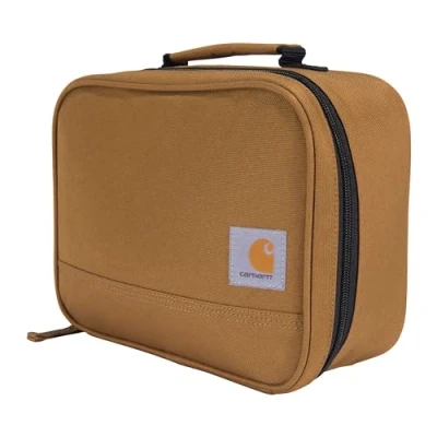 Image of Carhartt Insulated 4 Can Lunch Cooler, Fully Insulated, Durable Water Resistant Essential Cooler (Carhartt Brown)