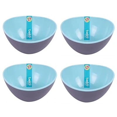 Image of YöL Set of 4 Two Tone Plastic Small Bowls Reusable Camping Summer Party BBQ Caravan Cereal Snack Ice Cream