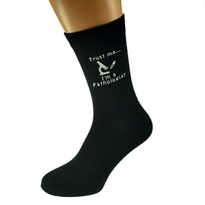 Image of Trust me I&#039;m a Pathologist &amp; Microscope Image Design Mens Black Cotton Rich Socks