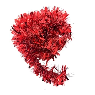Image of HOVUK 1x Red Christmas Tinsel Garland 2M Chunky Tree Hanging Decorations for Xmas Holiday Indoor Outdoor Party Supplies
