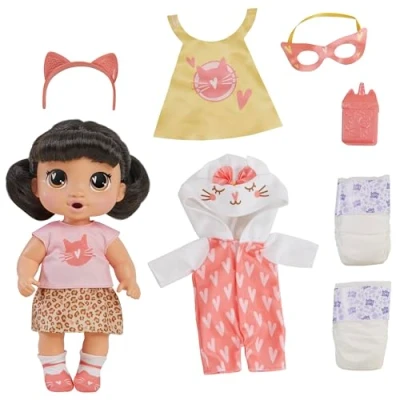 Image of Baby Alive Super BFF Katie Kat Black Hair Dress Up Doll Playset, 11 Inches, Toys for 3 Year Old Girls &amp; Boys (Amazon Exclusive)