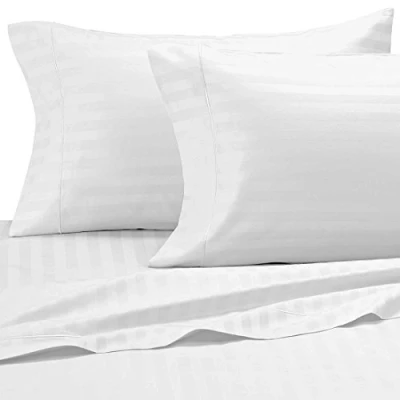 Image of viceroy bedding 100% Egyptian Cotton, CLASSIC STRIPE Oxford Pillow Cases, White, Pair 500 Thread Count