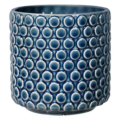Image of Bloomingville Ceramic Flower Pot Dot colorful Planter, for plants, sukkulents Size S (12,5 cm ø) Dia 5&#039;&#039; H 5&#039;&#039;, Stoneware, petrol