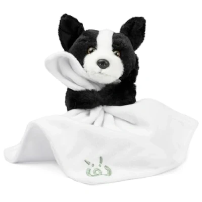 Image of Living Nature Baby Border Collie Stuffed Animal Plush Toy Includes Blanket Fluffy And Cuddly Dog Soft Gift for Newborns Babies Naturli Eco Friendly