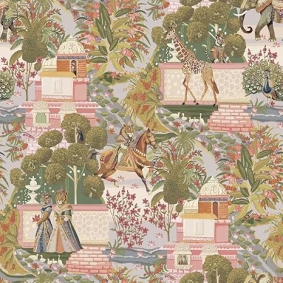 Image of SOPHIE LAURENCE Animal Palace Multi Wallpaper for Bedroom Decor, Living Room Dining Themed Nature Wall Paper Paste, 10m Roll Interior Design