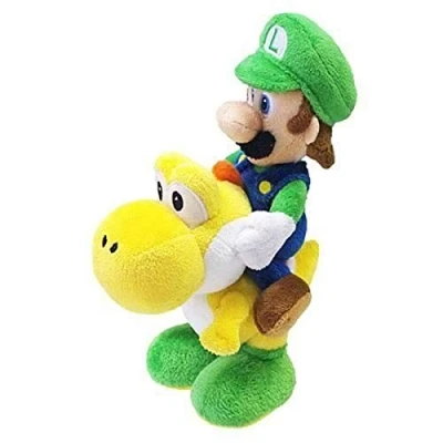 Image of Nintendo Official Super Mario Luigi Riding Yoshi Plush, 8&quot;