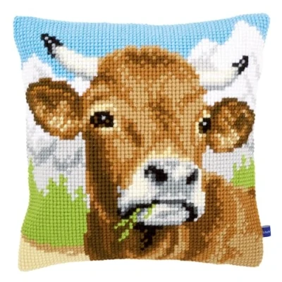 Image of Vervaco Cross Stitch Cushion :Cow
