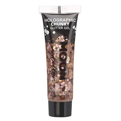 Image of Holographic Chunky Face &amp; Body Glitter Gel by Moon Rose Gold Cosmetic Festival Paint for Face, Body, Hair, Nails 12ml