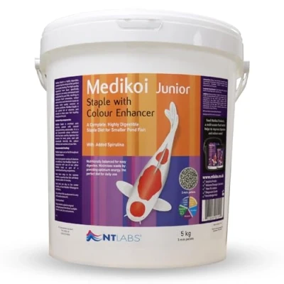 Image of NT Labs Medikoi Staple with Colour Enhancer, Complete Feed For All Pond Fish, Ideal Spring, Summer and Autumn Feeding, Enhances Colours of Koi Fish Food (5kg)(3mm)