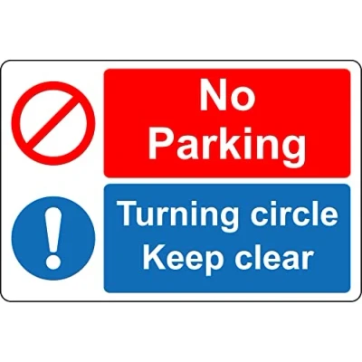 Image of No parking turning circle keep clear safety sign 3mm Aluminium (300mm x 200mm)