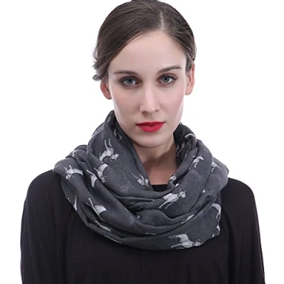 Image of Bull Terrier Dog Print Women&#039;s Infinity Scarf Snood Lightweight (Grey)
