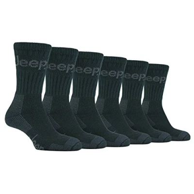 Image of 6 Pairs Of Mens Jeep Terrain Cushioned Sole Walking Hiking Socks 11 uk, 39 45 eur (Green)