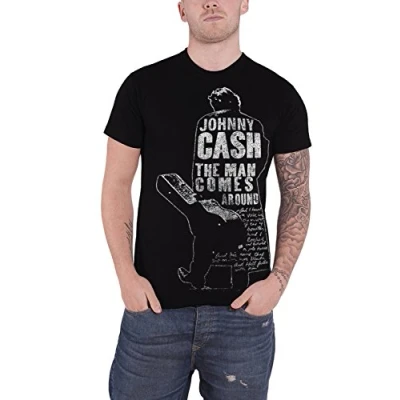 Image of Johnny Cash T Shirt The Man Comes Around Logo Official Mens Black L