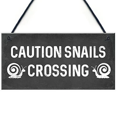 Image of RED OCEAN Funny Snails Crossing Garden Sign Novelty Hanging Shed Home Decor Signs