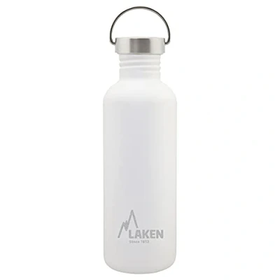 Image of LAKEN Unisex Adult Heavy Duty Stainless Steel Bottle 1 Litre White with Vintage Lid