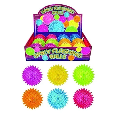 Image of 2xQuality Set of 12 Flashing Spike Ball Spikey Massage Bounce Light &amp; Sound Sensory Stress.