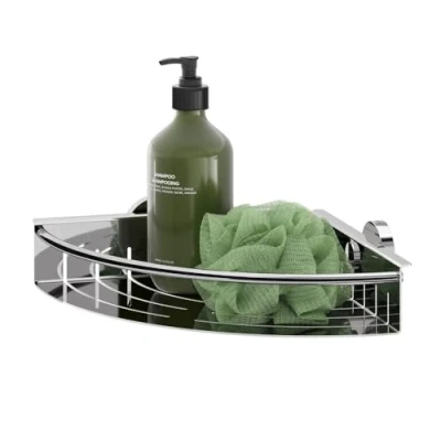 Image of Tiger Boston Corner Shower Basket Large, Stainless Steel Polished, 24.7 x 6 cm