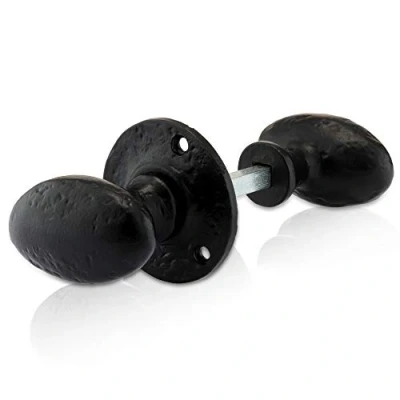 Image of XFORT® Antique Black Oval Rim Knob, Sturdy Solid Lock Knobs, Gate Handles, Brass Door Knob Handles Complete with Colour Matched Screws for Use Sashlocks.