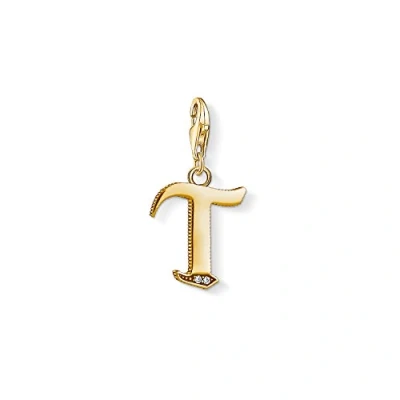 Image of Thomas Sabo Women Charm Pendant Letter A Z Club 18k Yellow Gold Plating 925 Sterling Silver, T