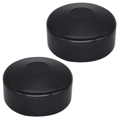 Image of SKIR&#039;CO (2 pcs) Fence Post Caps, Round 76 mm Black Plastic Caps for Posts, Covers, RAL 9005 Colour