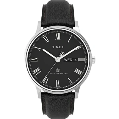 Image of Timex Men&#039;s Waterbury Classic Day Date 40mm TW2U88600VQ Quartz Watch, Black/Silver Tone/Black