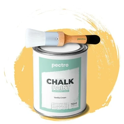 Image of PECTRO Chalk Paint for Furniture 750ml + special Wood Brush Pack without sanding Piant Effect Colors (Vanilla Cream)