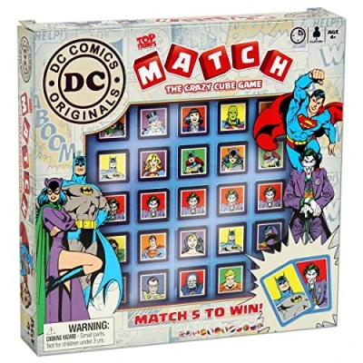Image of Top Trumps DC Comics Match the Crazy Cube Game, play with 15 of your favourite characters including Batman, Superman, Wonder Woman, Darkseid and Joker, gift toy for Boys Girls Aged 4.