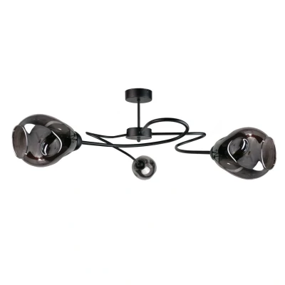 Image of Zahra Multi Arm Semi Flush Ceiling Light Black, 67cm, 3x E27