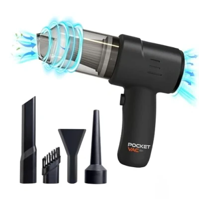 Image of Pocket Vac Wireless 2 in 1 Vacuum and Blower The Ultimate Handheld Cleaner Eco Friendly &amp; Fast Charging Effortlessly Tackle Dirt, Dust, Crumbs, or Blow up Balloons.
